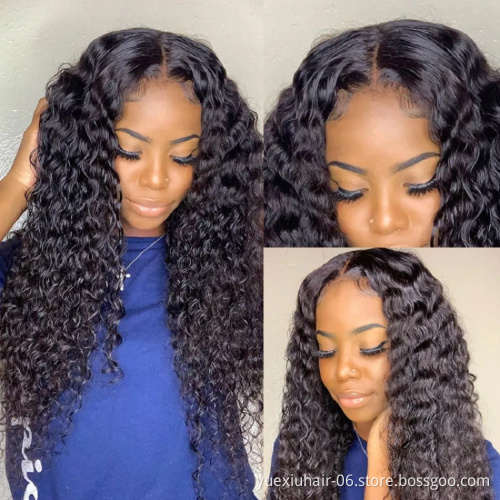 Transparent Lace Front Wig 100% Human Hair Wigs 13*4 Lace Raw Virgin Deep Wave Wig for Black Women.